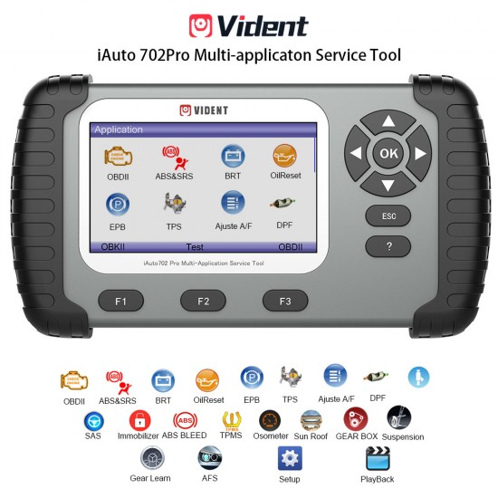 VIDENT iAuto 702 Pro Multi-applicaton Service Tool Support ABS/SRS/EPB/DPF Update to 19 Maintenances 3 Years Free Update Online