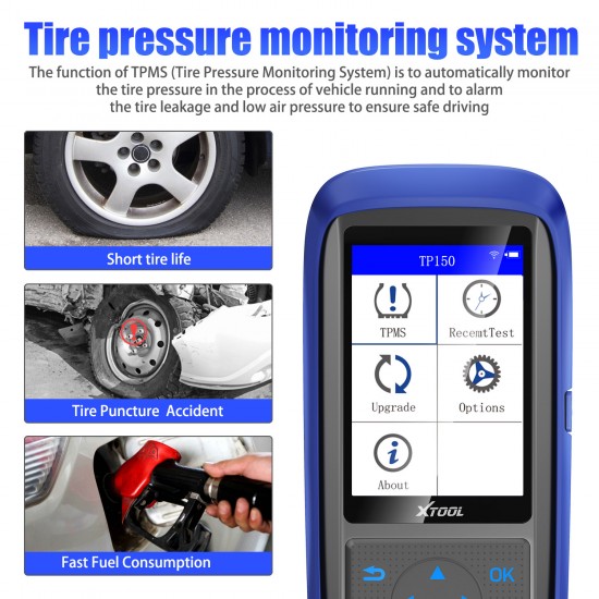 XTOOL TP150 Tire Pressure Monitoring System OBD2 TPMS Scanner Tool with 315/433 MHZ Sensor