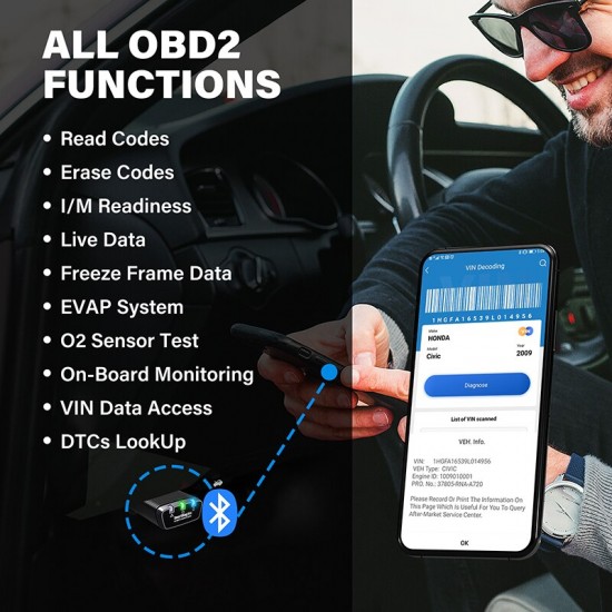 TOPDON Smartdiag Mini Bluetooth OBD2 Scanner Auto Diagnostic Tool Code Reader Easydiag OBD Automotive Tool as Thinkdiag Mini