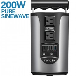 Topdon H200 Portable Energy Storage Power Supply 185WH Capacity 200W Pure Sinesave Energy Storage Power Supply  With 4 USB Ports