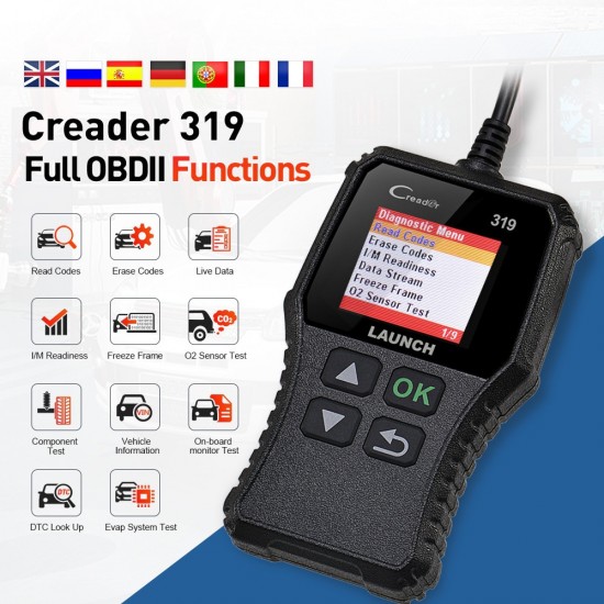 Launch X431 Creader 319 CR319 Auto Code Reader Full OBDII EOBD Automotive Diagnostic Tool OBD2 Scanner as Creader 6001 AL319