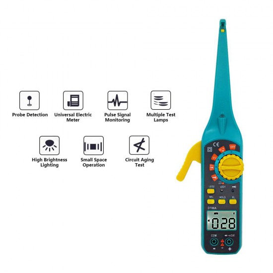 OBDEMOTO DT86A Digital Power Electric Multi-function Auto Circuit Tester Automotive Electrical Multimeter