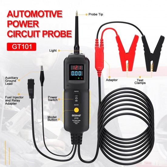 GODIAG GT101 PIRT Power Probe DC 6-40V Vehicles Electrical System Diagnosis/ Fuel Injector Cleaning and Testing