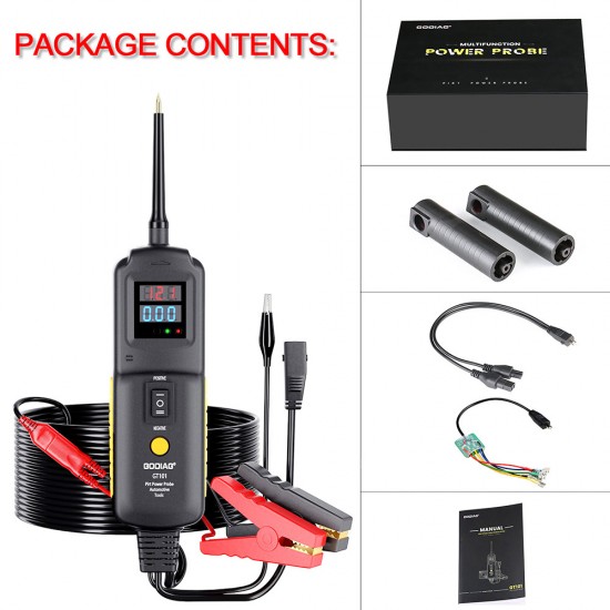 GODIAG GT101 PIRT Power Probe DC 6-40V Vehicles Electrical System Diagnosis/ Fuel Injector Cleaning and Testing