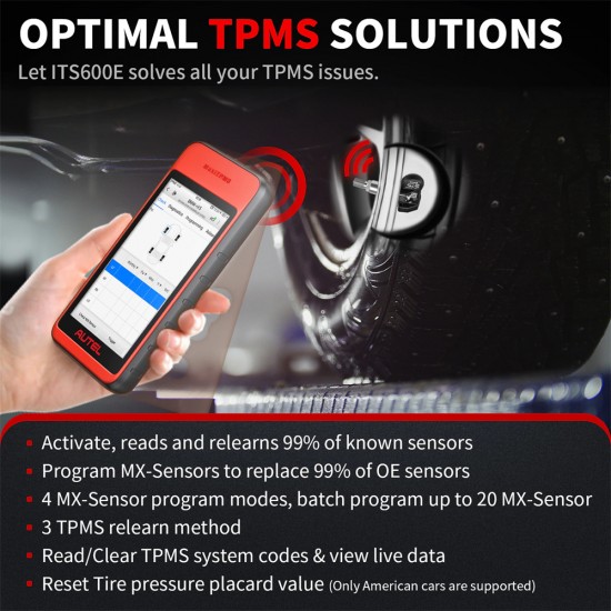 Autel MaxiTPMS ITS600E TPMS Relearn Tools TPMS Programming Tool Activate/Relearn All Sensors TPMS Diagnostics 4 Reset Functions