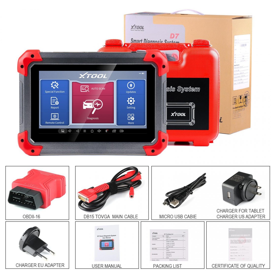 2022 Newest XTOOL D7 OBD2 BiDirectional Diagnostic Scan Tool with OE