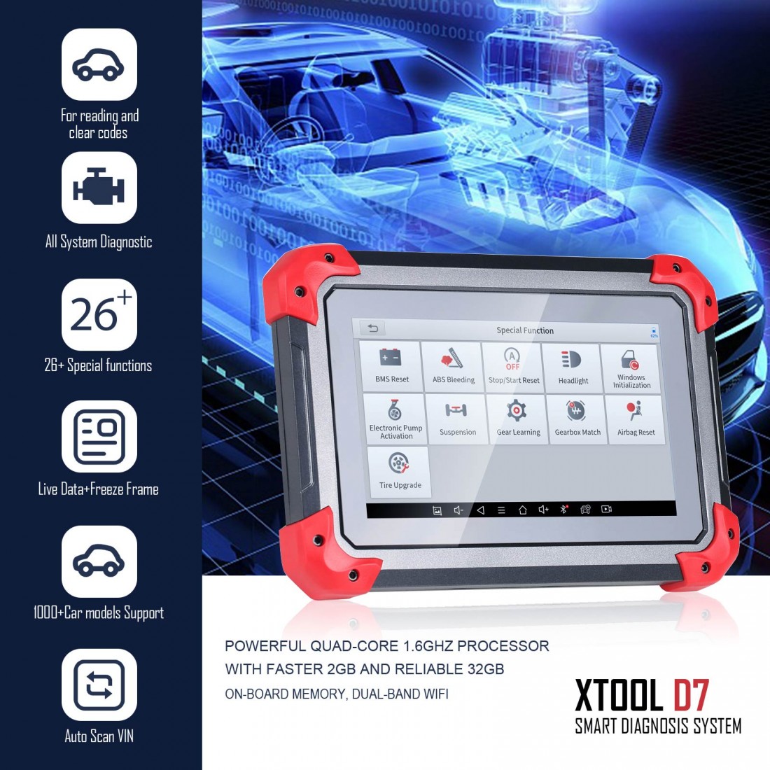 2022 Newest XTOOL D7 OBD2 BiDirectional Diagnostic Scan Tool with OE