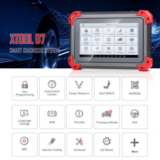 2022 Newest XTOOL D7 OBD2 Bi-Directional Diagnostic Scan Tool with OE-Level Full Diagnosis, 26+ Services, IMMO/Key Programming, ABS Bleeding