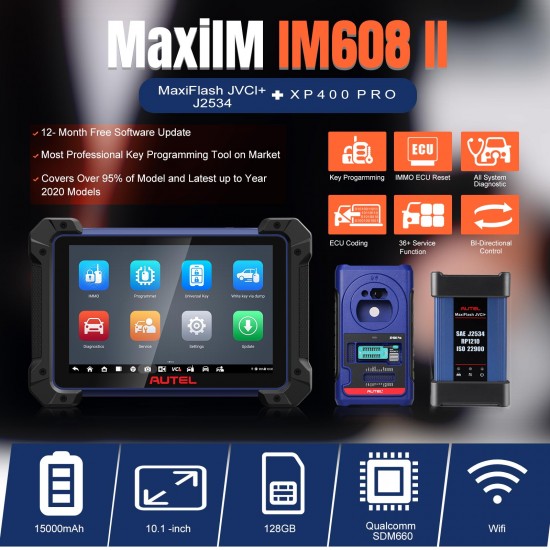 2023 Autel MaxiIM IM608 II (IM608 PRO II) Automotive All-In-One Key Programming Tool No IP Limitation Get 2pcs Smart Key Watch