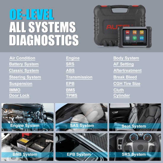 Autel MaxiCOM MK808Z MK808S Bi-Directional Full System Diagnostic Scanner with Android 11 Operating System Upgraded Version of MK808/MX808