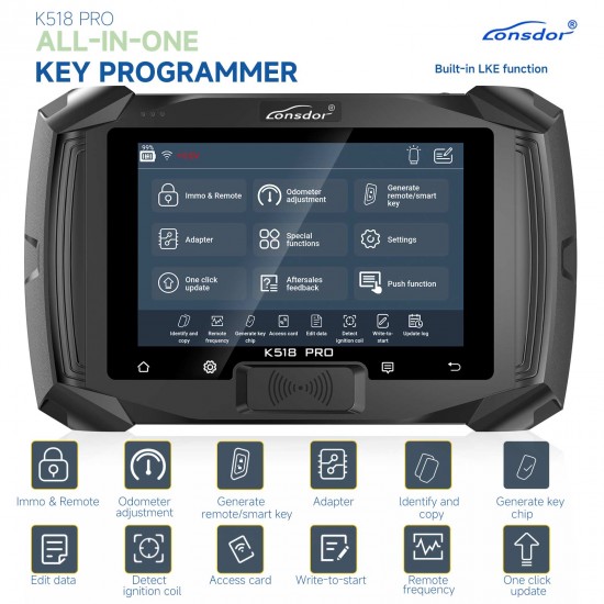 2023 Lonsdor K518 PRO Full Version All In One Key Programmer with 2pcs LT20, Toyota FP30 Cable, Nissan 40 BCM Cable, JCD, JLR and ADP Adapter