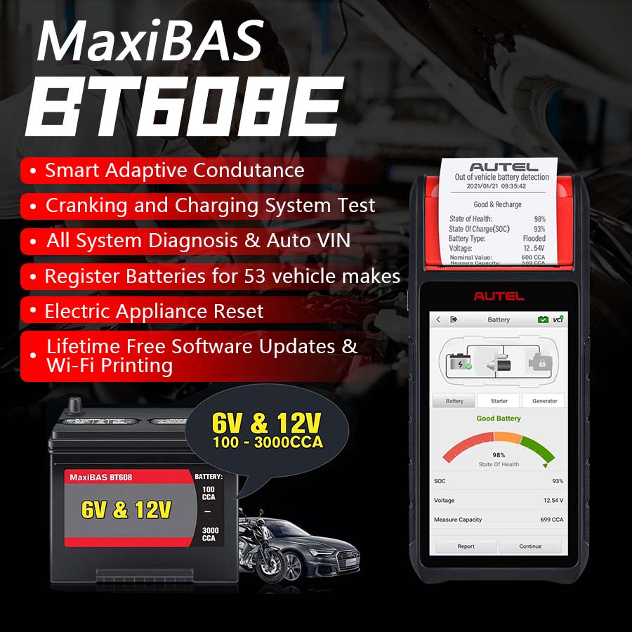 Autel-MaxiBAS-BT608E-OBD2-Scanner-built-in-Printer-Touchscreen-Battery-Tester-Electrical-System-Analyzer-12V-100-3000-CCA-Load-Tester-XN-AD190